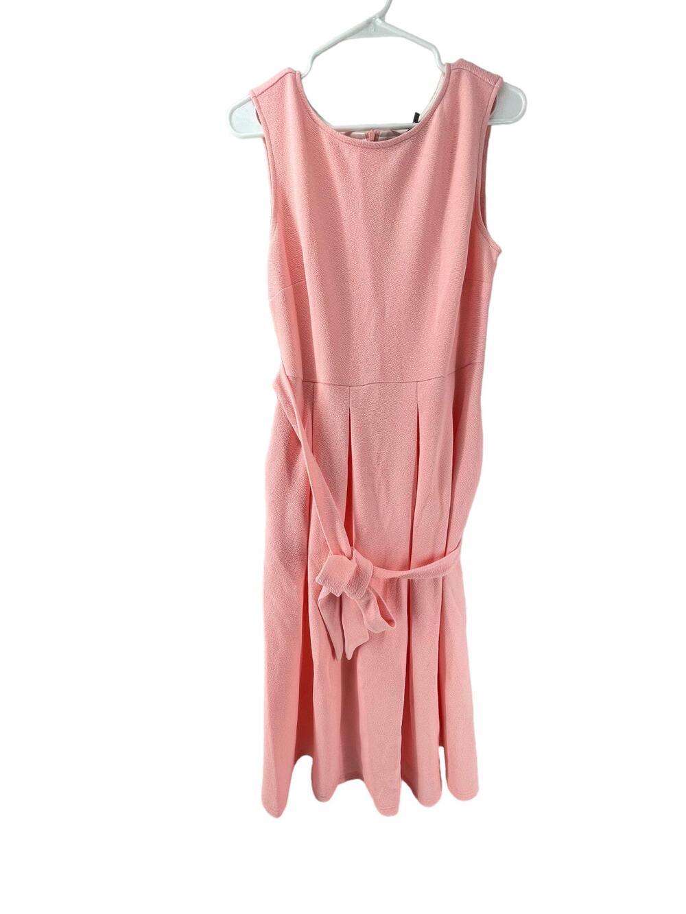NWT Vshow Vfemage Pink Sleeveless Pleated Tie Waist Midi Dress Women's Size XL